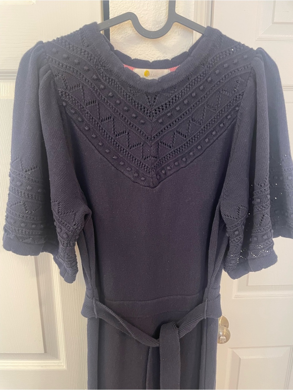 Boden Navy Maxi Dress with Tie Belt